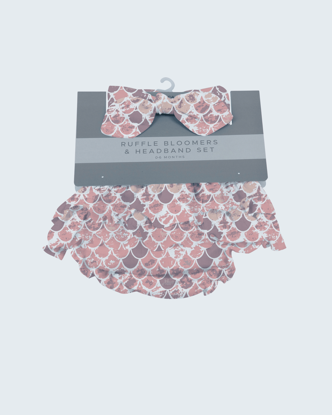Ruffle bamboo bloomers with pink and white scallop pattern