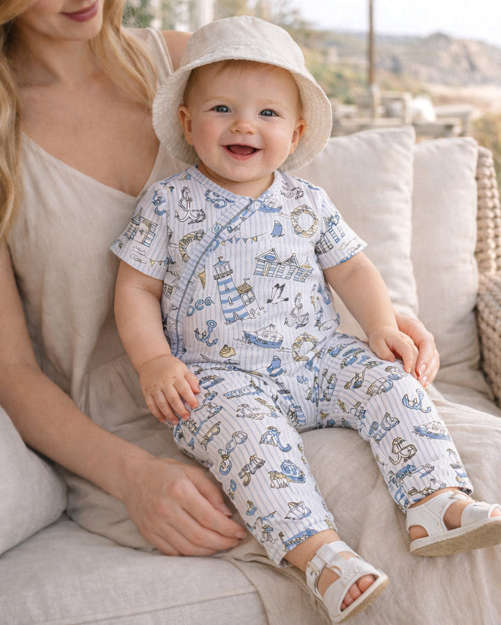Seashore Bamboo Zipper Romper
