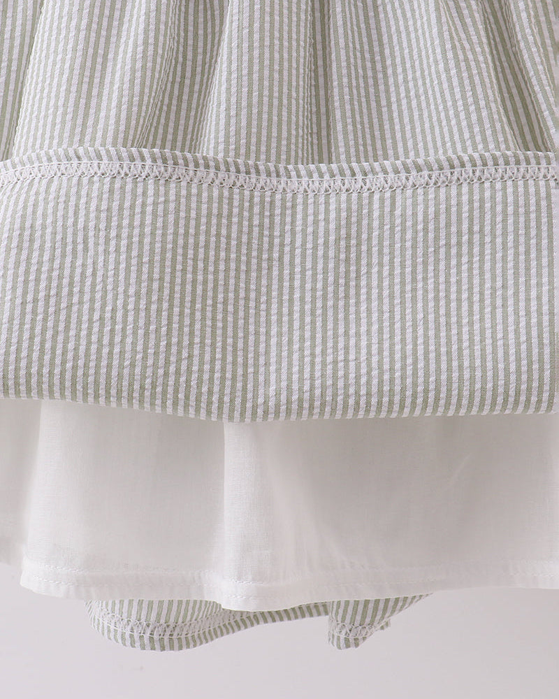 Seersucker Farm Animals Embroidered Ruffle Dress