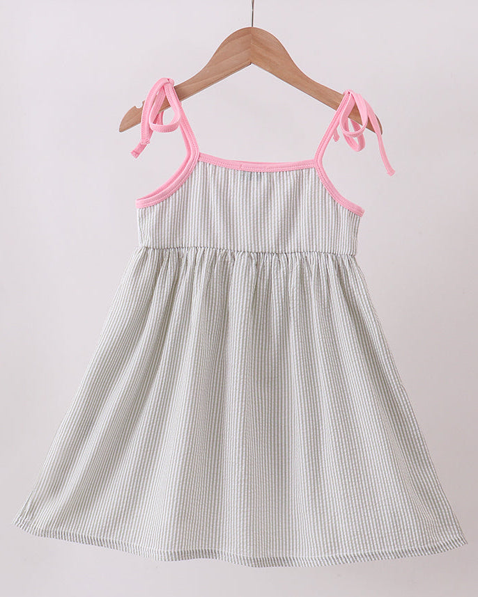 Seersucker Farm Animals Embroidered Ruffle Dress