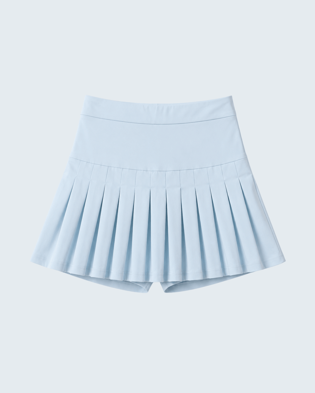 Light blue pleated skirt on a light gray background