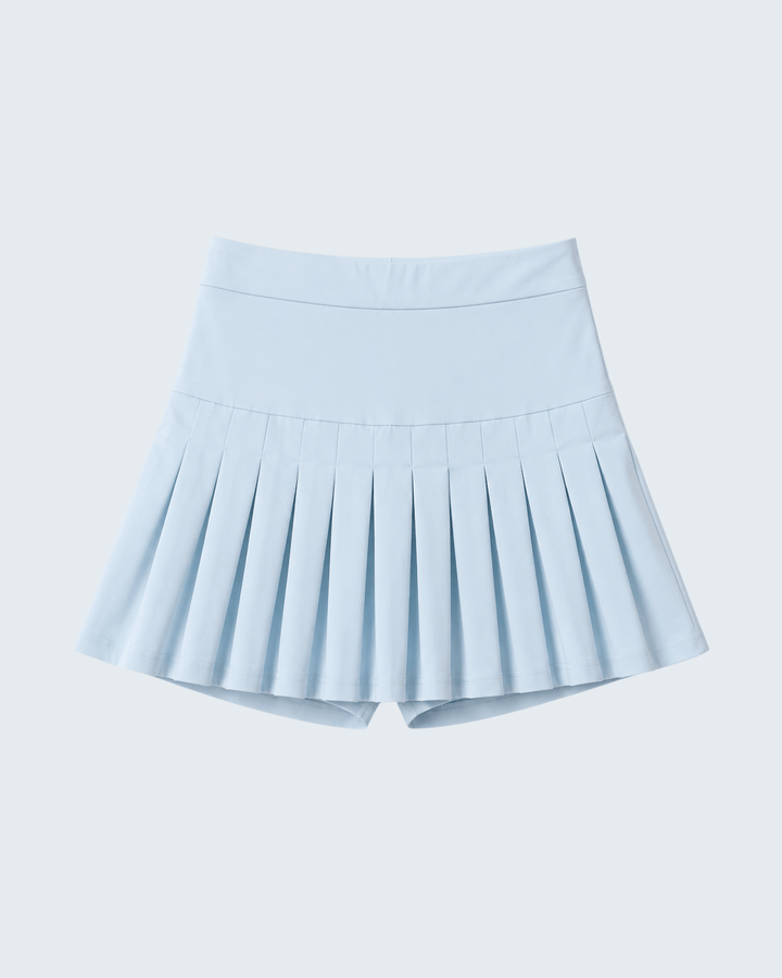 Light blue pleated skirt on a light gray background