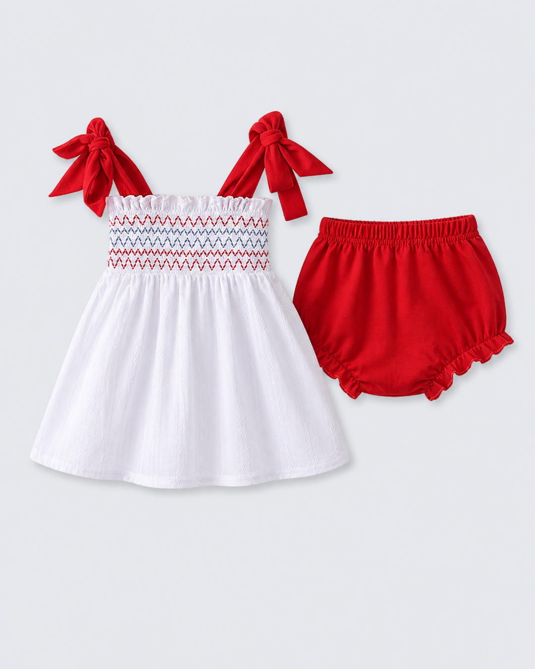 white flowy top and bloomers for baby girls