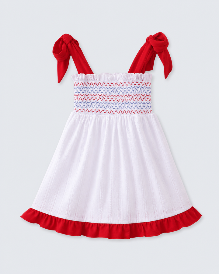 Smocked Jacquard Ruffle Dress