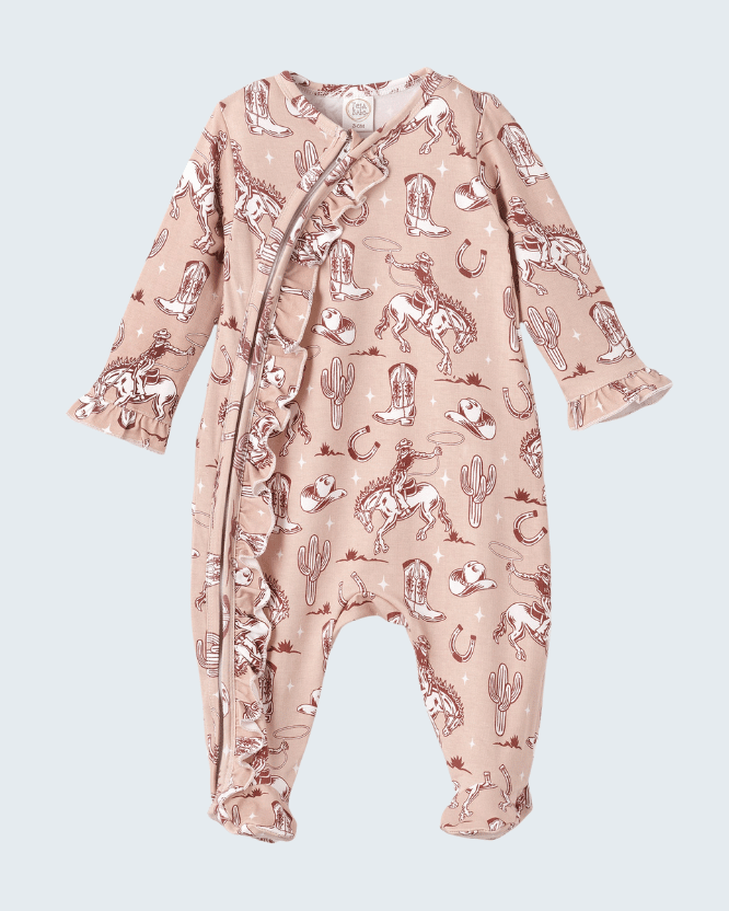 Pink Bamboo Ruffle Zipper Romper