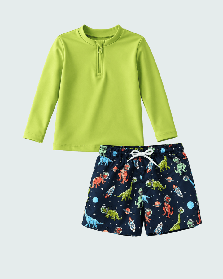Space Dinosaur Two Piece Swimsuit for boys