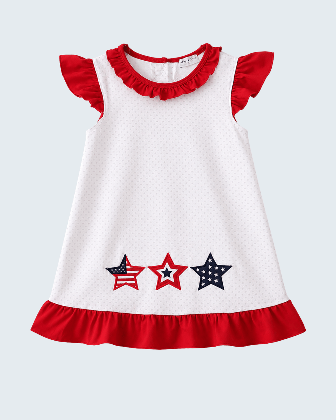 Girls Star Applique Ruffle Dress for Fourth of July