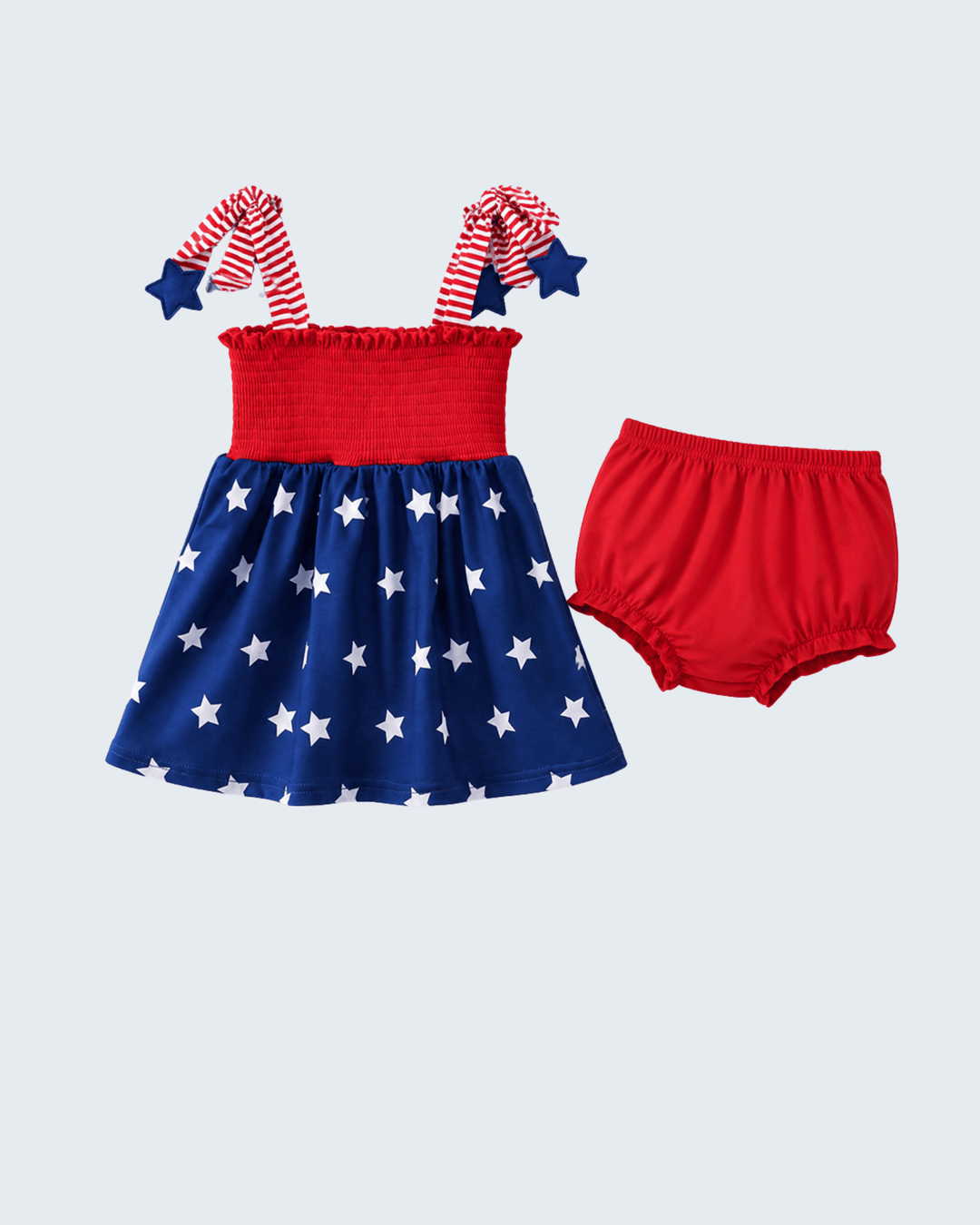 Baby girl Star Smocked Ruffle Bloomer Set