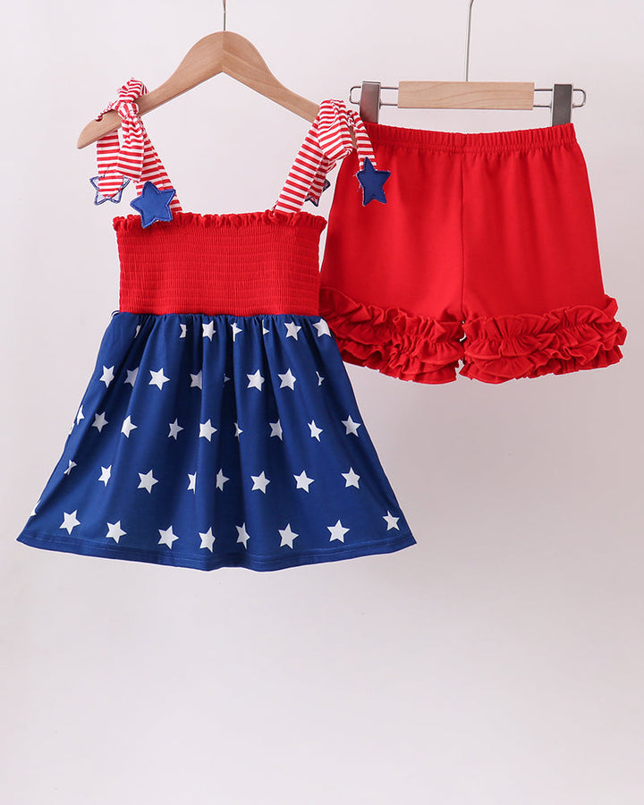 Star Smocked Ruffle Shorts Set