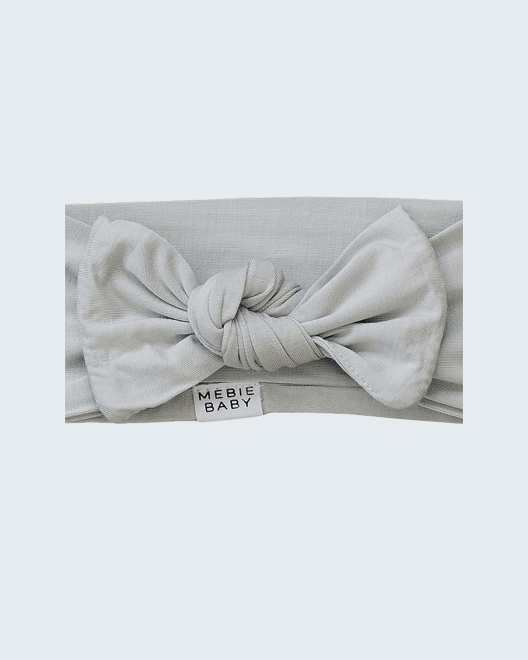 Stone bamboo baby head wrap with front knot, light gray fabric