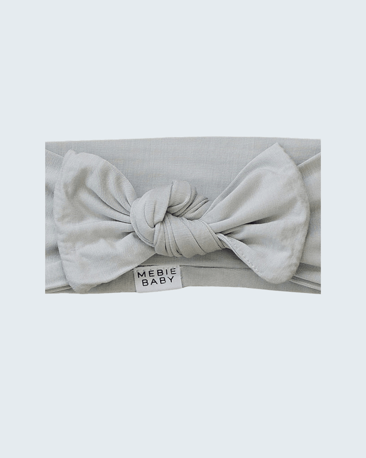Stone bamboo baby head wrap with front knot, light gray fabric