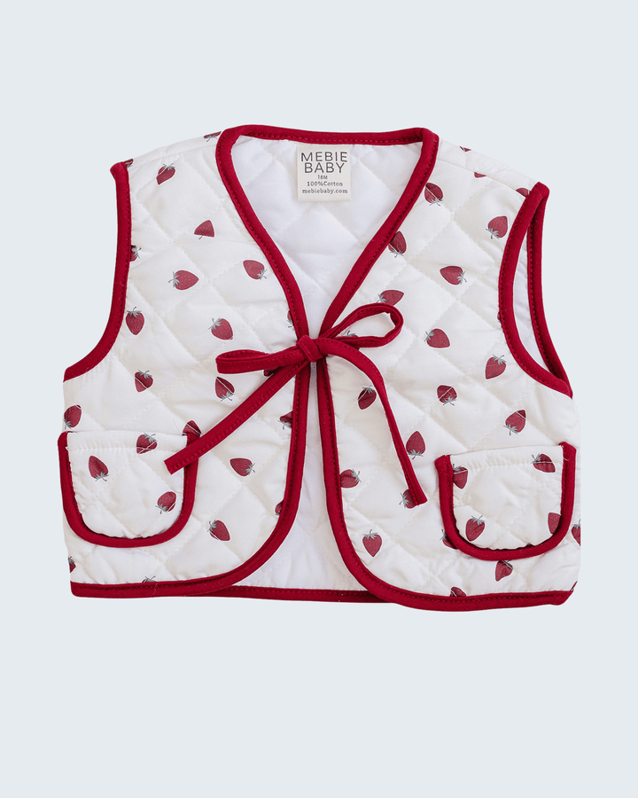 Girls quilted vest with strawberries
