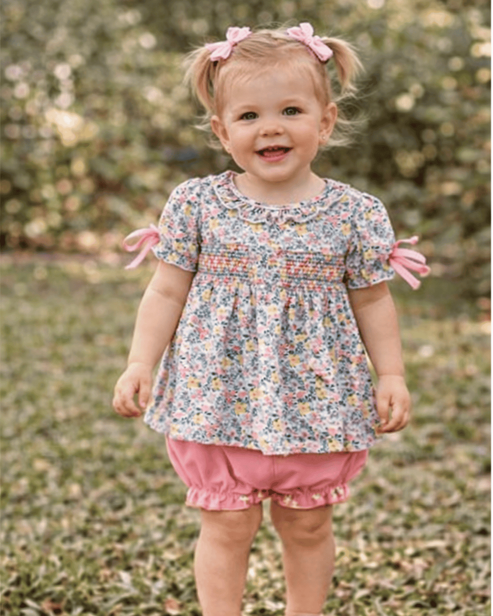Summer Garden Smocked Ruffle Bloomer Set