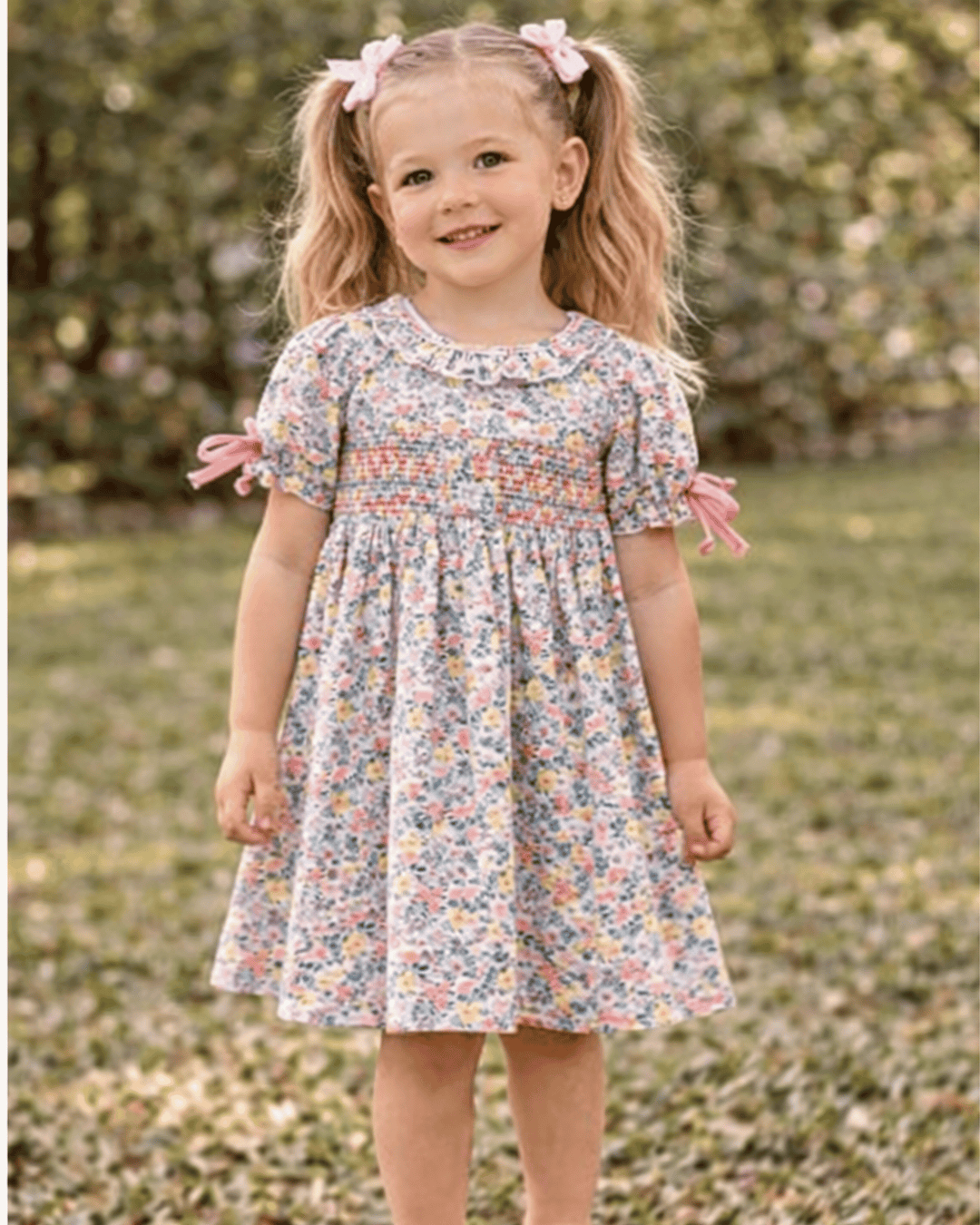 Summer Garden Smocked Ruffle Dress