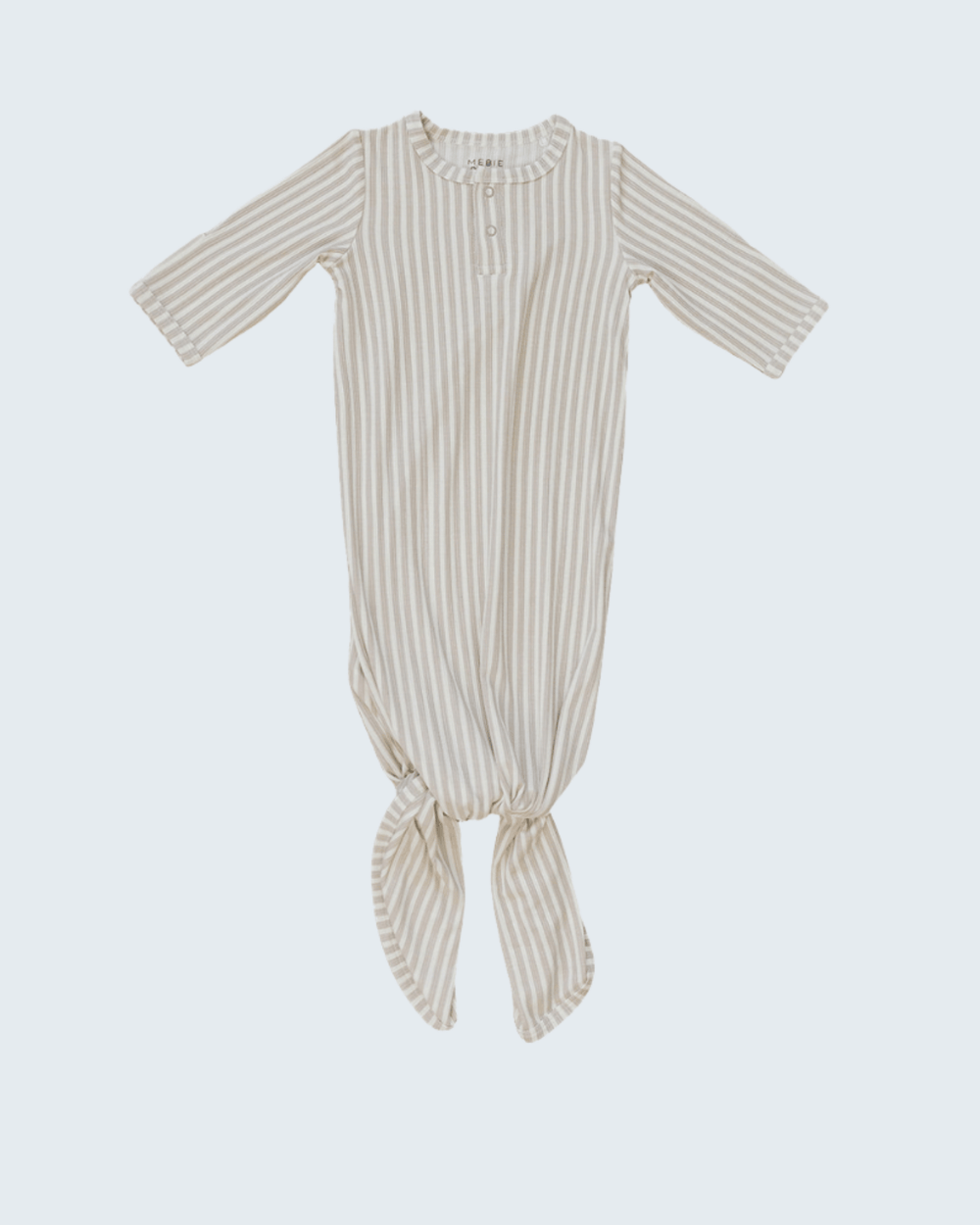 Striped baby gown on a light gray background