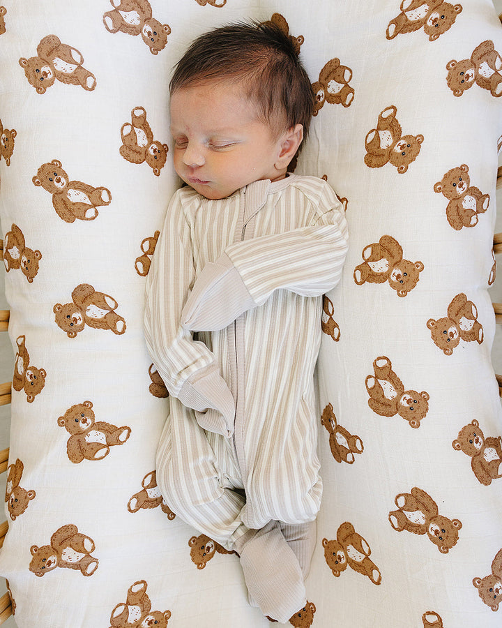 Taupe Stripe Ribbed Bamboo Sleepwear