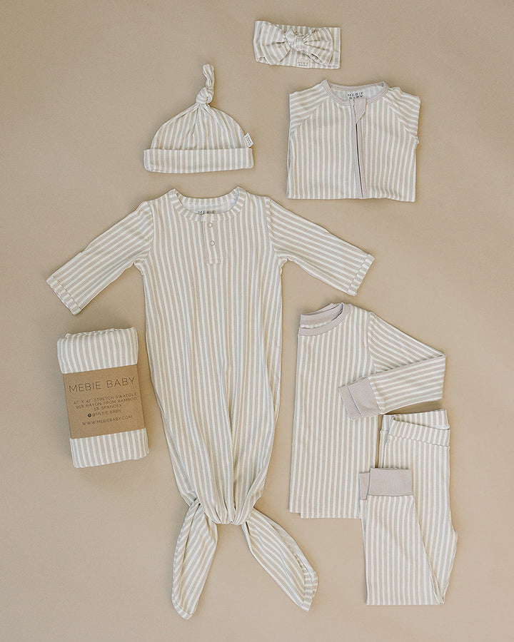 Taupe Stripe Ribbed Bamboo Sleepwear