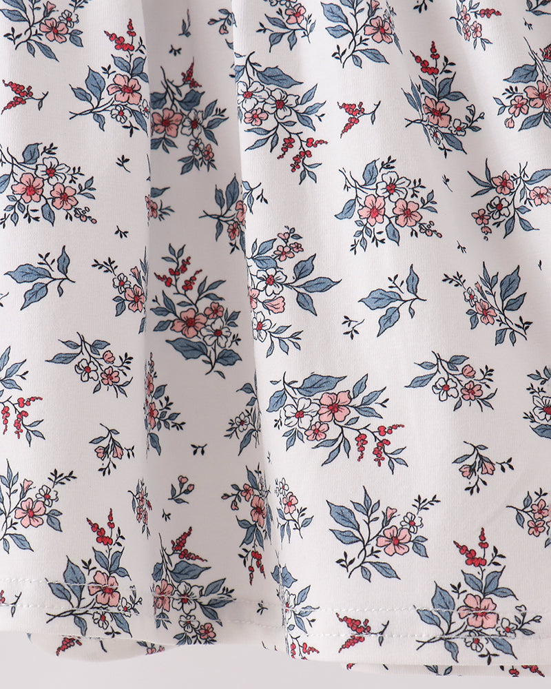 Floral print gathered skirt panel