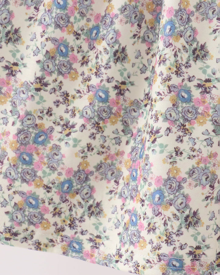 Thankful Floral Embroidered Collar Ruffle Dress