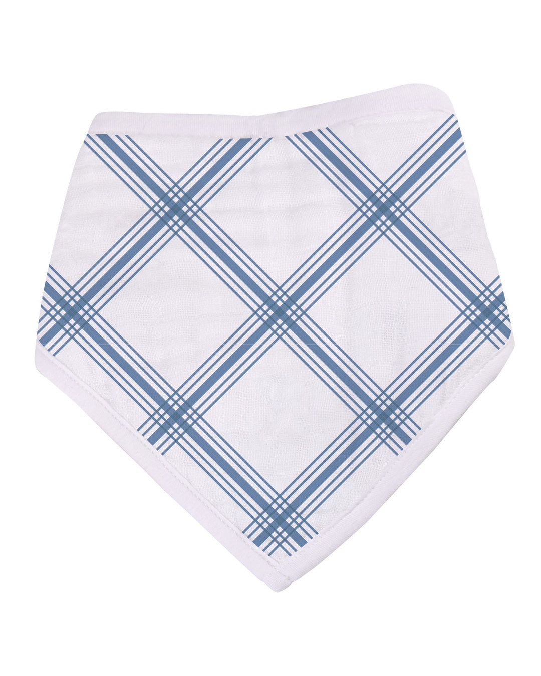 White bandana with blue plaid pattern on a white background