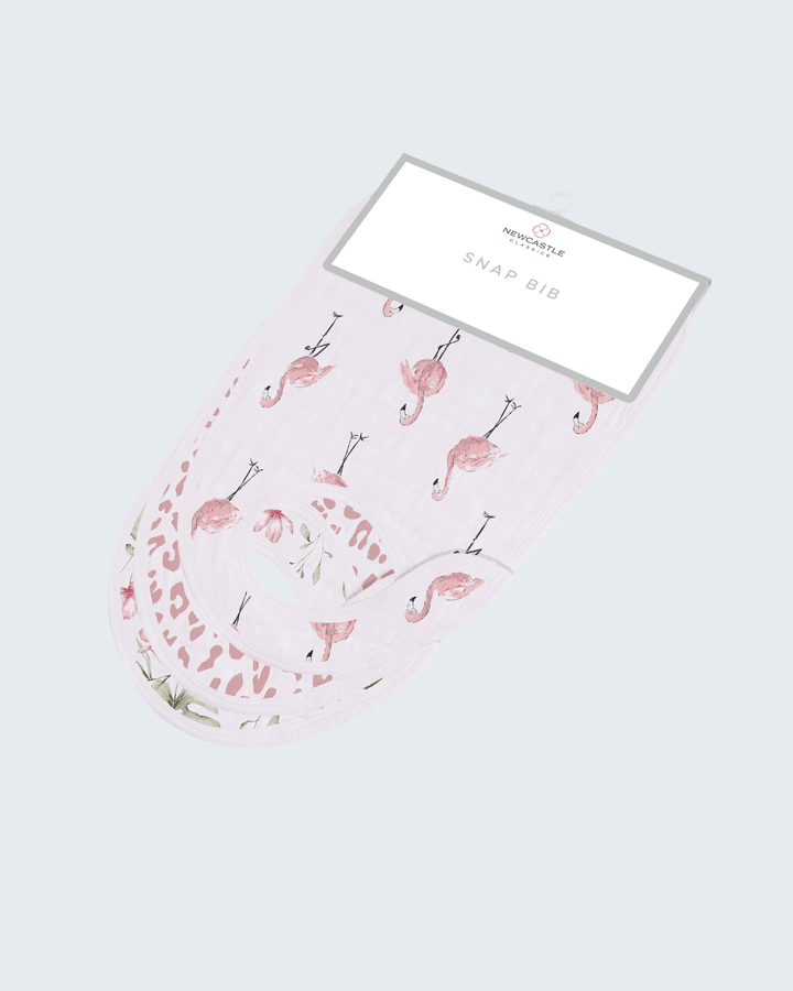 Floral patterned product with a card on a light gray background