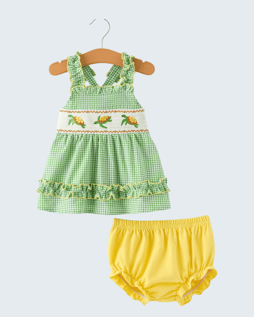 Turtle Print Smocked Bloomers Set