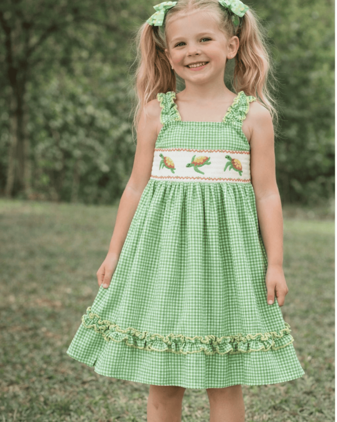 Turtle Print Smocked Dress