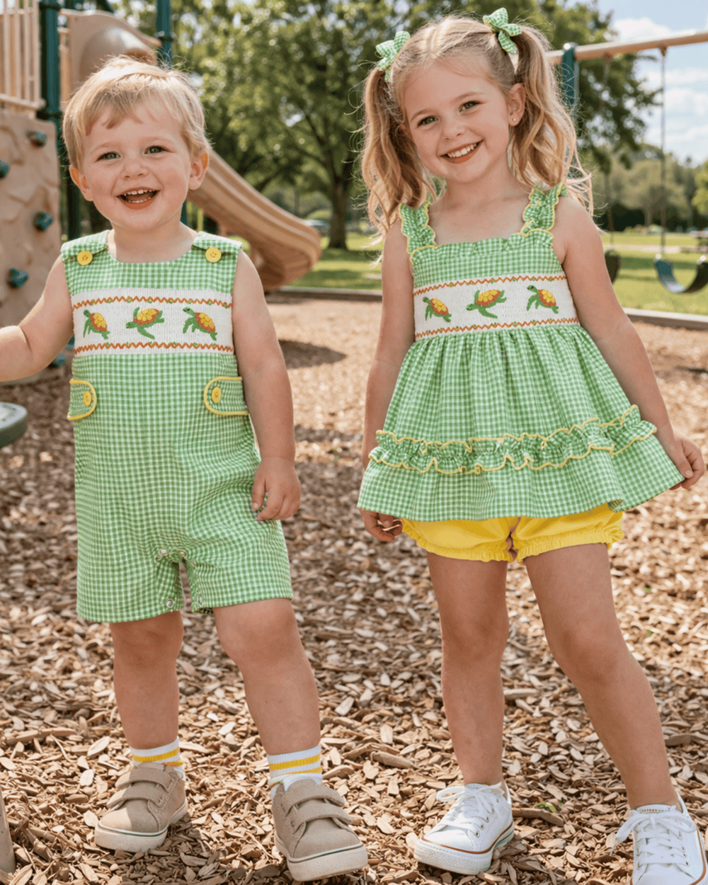 Turtle Print Smocked Bloomers Set
