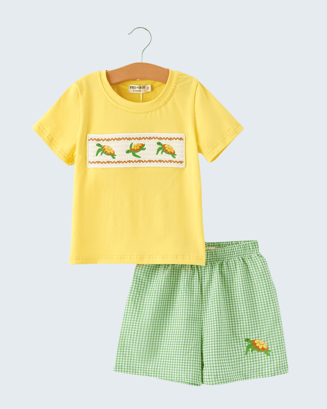 Turtle Print Smocked Shorts Set