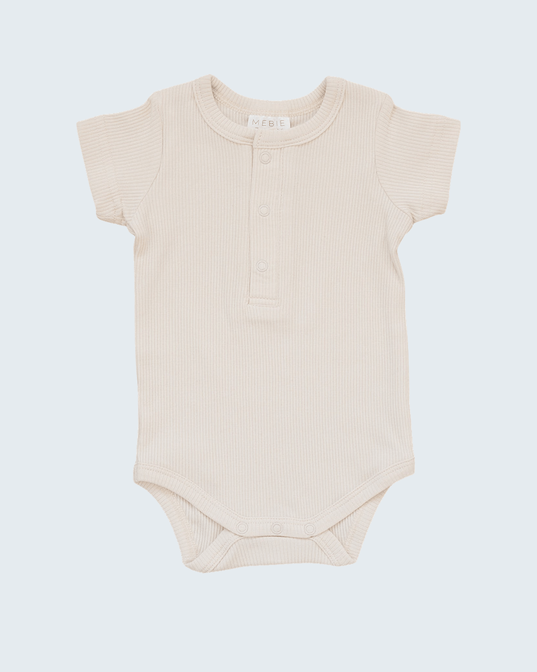 Vanilla Organic Cotton Ribbed Snap Bodysuit on light grey background