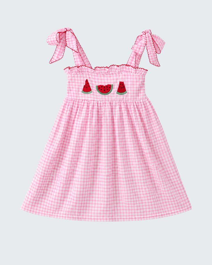 Girls Watermelon Embroidered Ruffle Dress