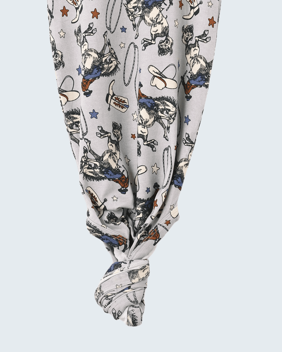 Cowboy rodeo print knot gown, long sleeves, knotted bottom hem