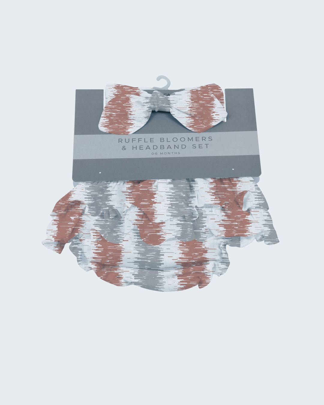 Cotton baby bloomers with ruffled legs and matching headband, western stripe pattern