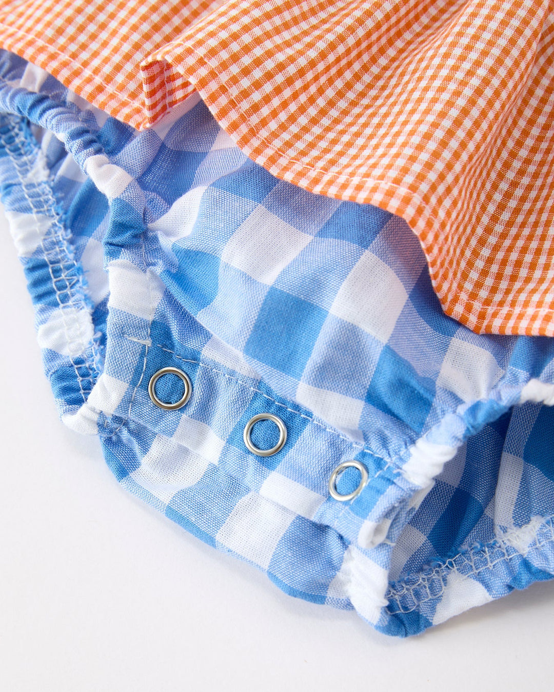 Blue and orange baby girl romper