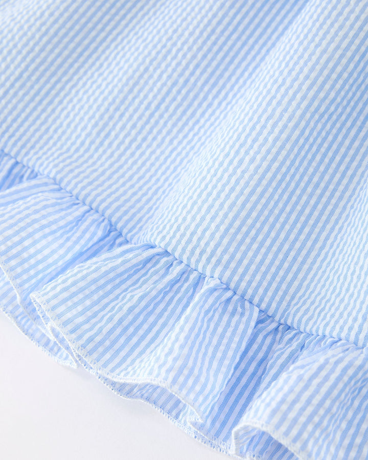 Blue seersucker girls dress