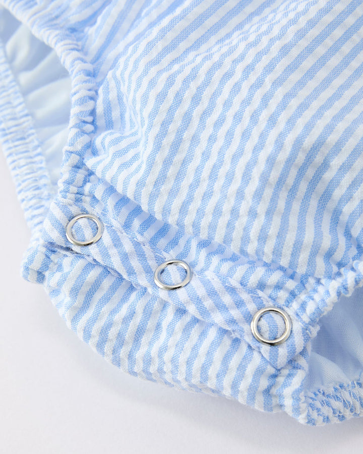 Blue gingham girls romper