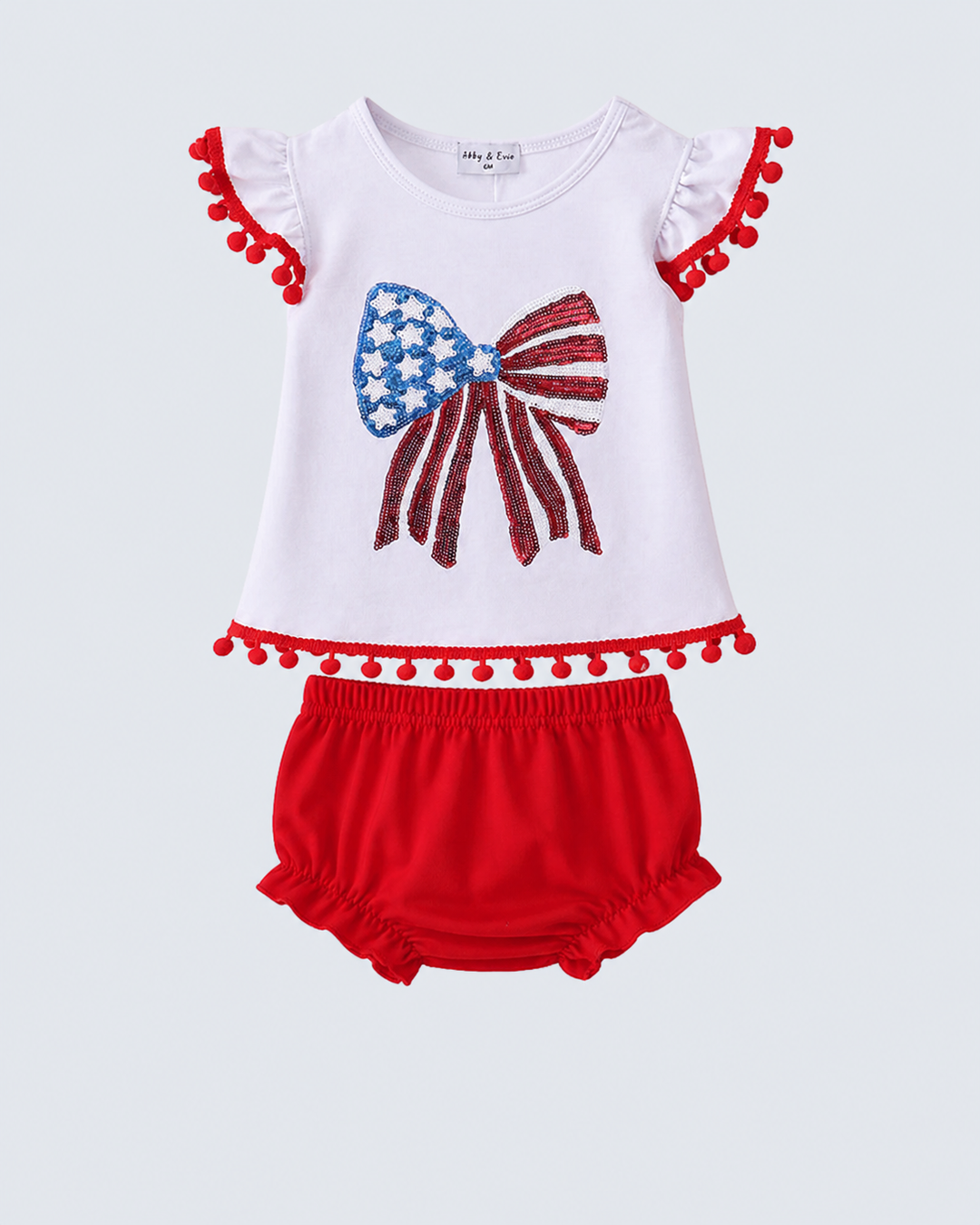 White Bow Sequin Bloomer Set