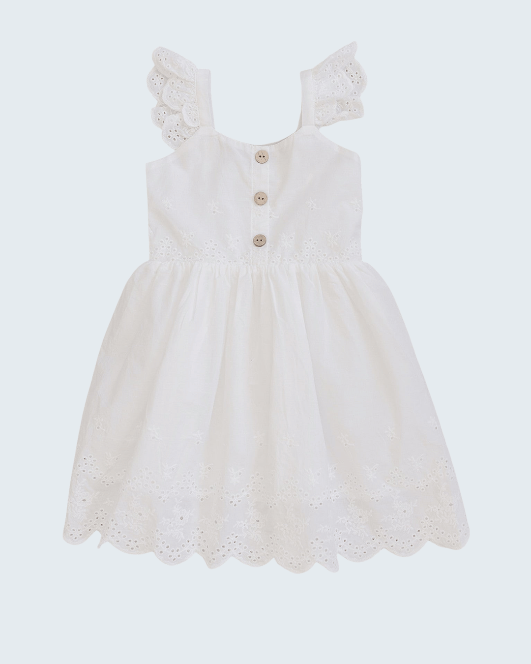 White eyelet girls dress