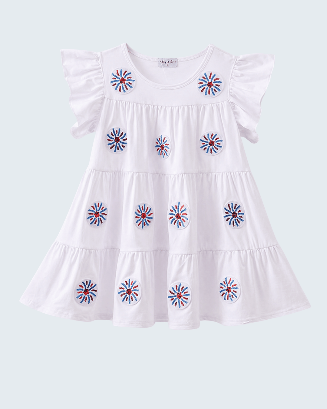 White Fireworks Sequin Tiered Ruffle Dress