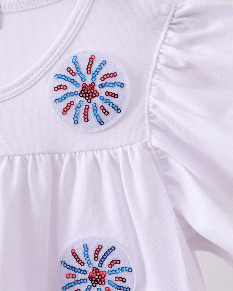 White Fireworks Sequin Tiered Ruffle Dress