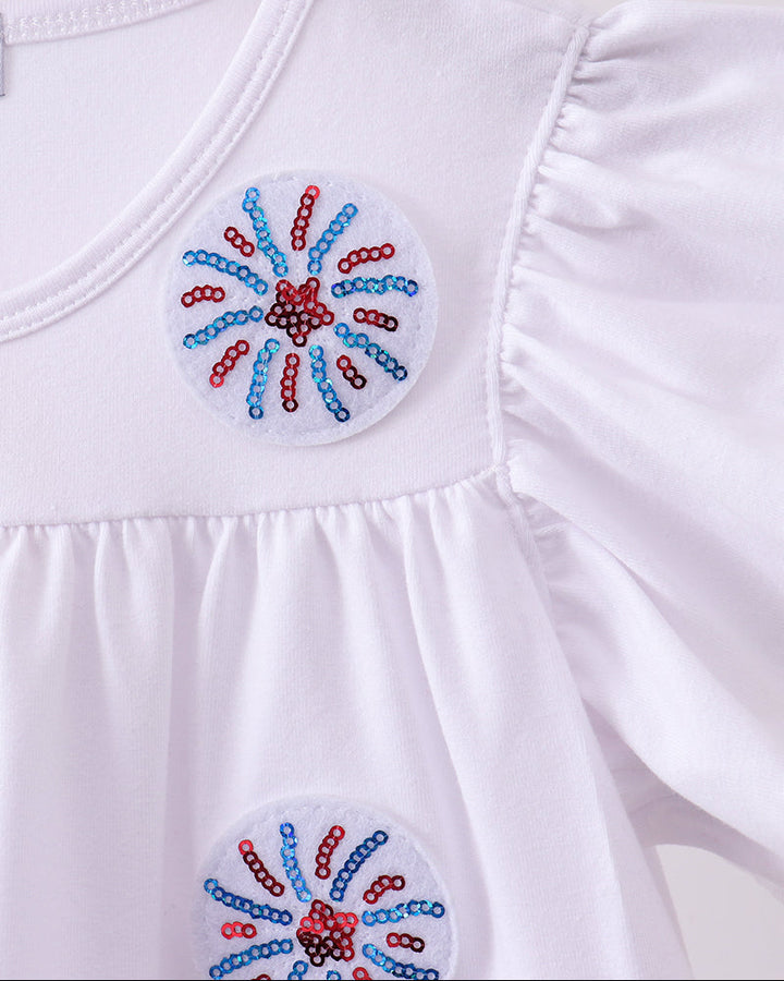 White Fireworks Sequin Tiered Ruffle Dress