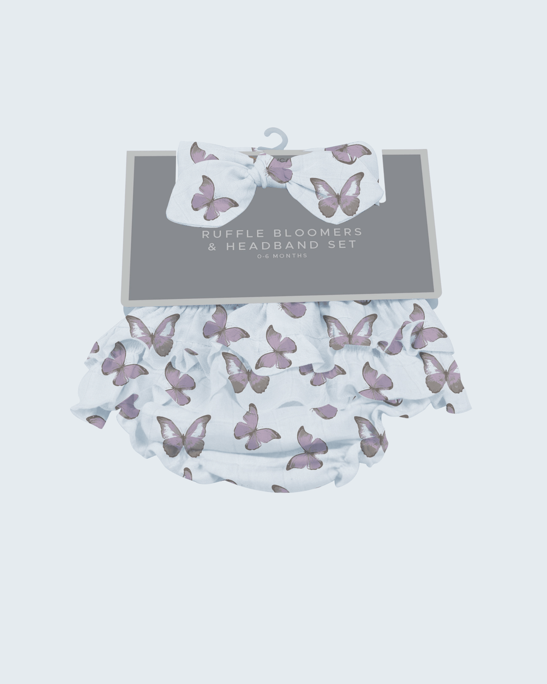 Butterfly-print ruffle bloomers with elastic waistband