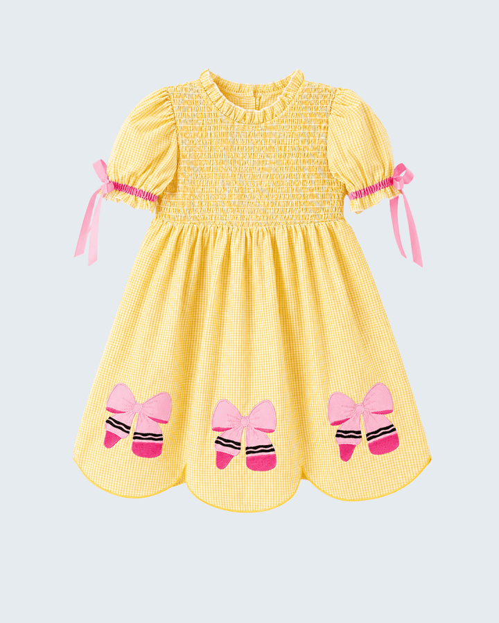 Girl Yellow Back To School Pencil Twirl Dress