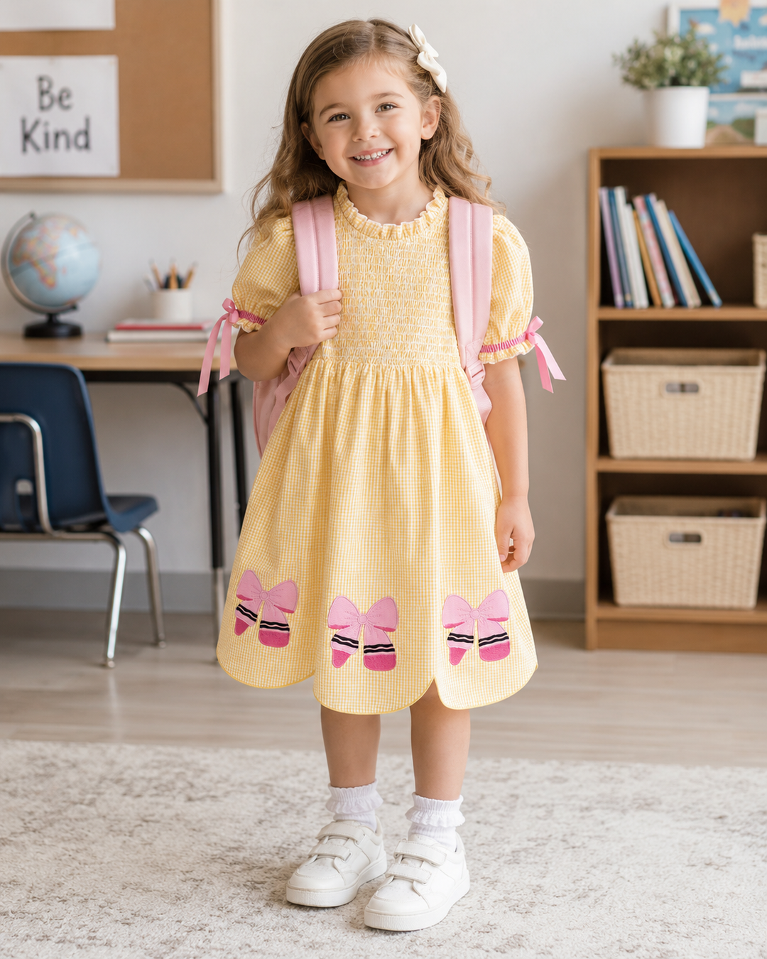 Girl Yellow Back To School Pencil Twirl Dress