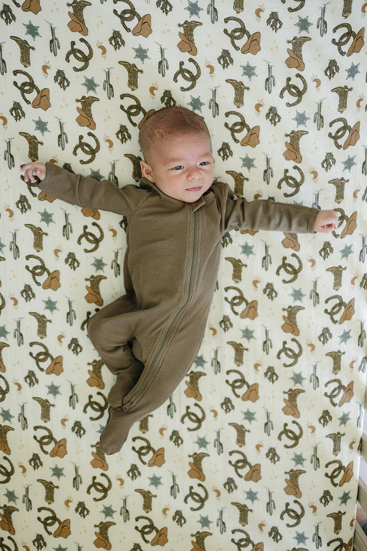 Outlaw Cowboy Muslin Crib Sheet