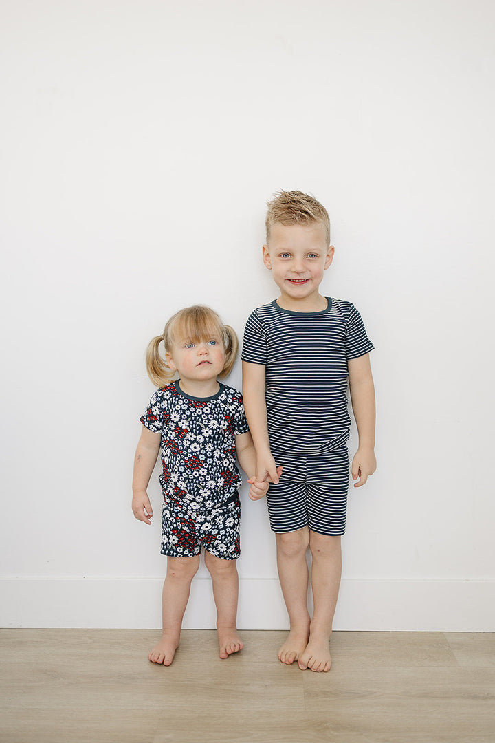 Americana Floral Ribbed Bamboo Cozy Short Set