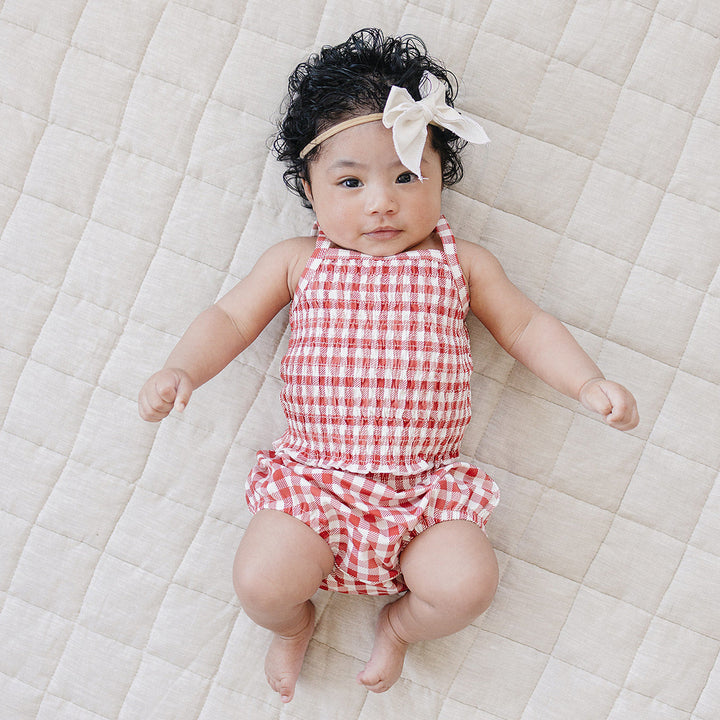 Gingham Ruched Bloomer Set