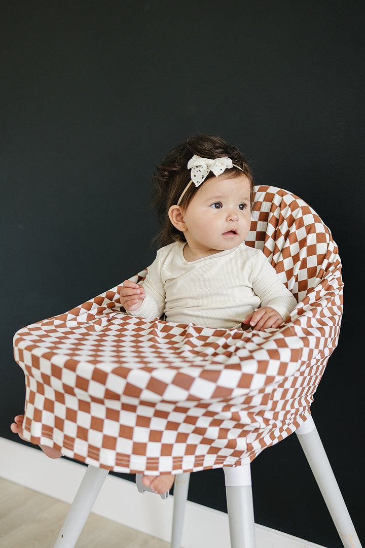 Rust Checkered Ribbed Bamboo Multi-Use Cover