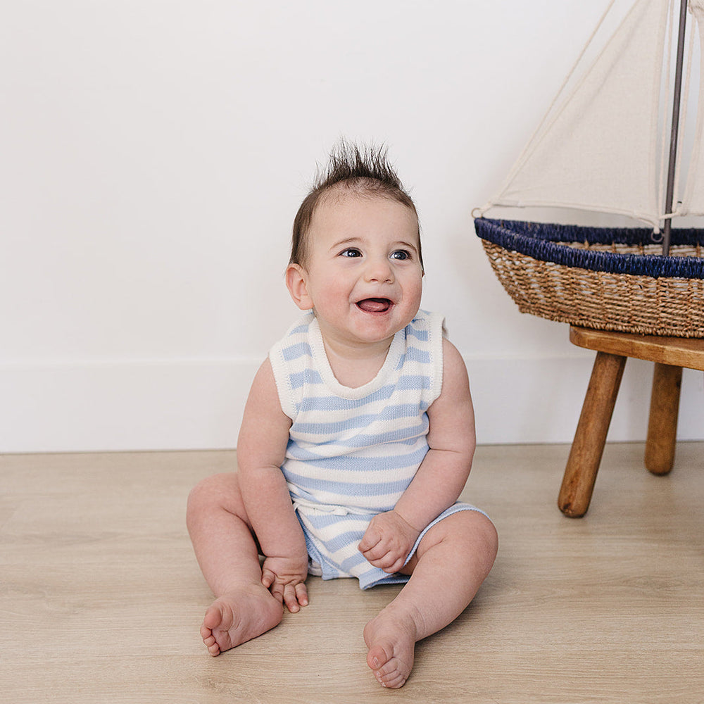 Blue Stripe Short Tank Set