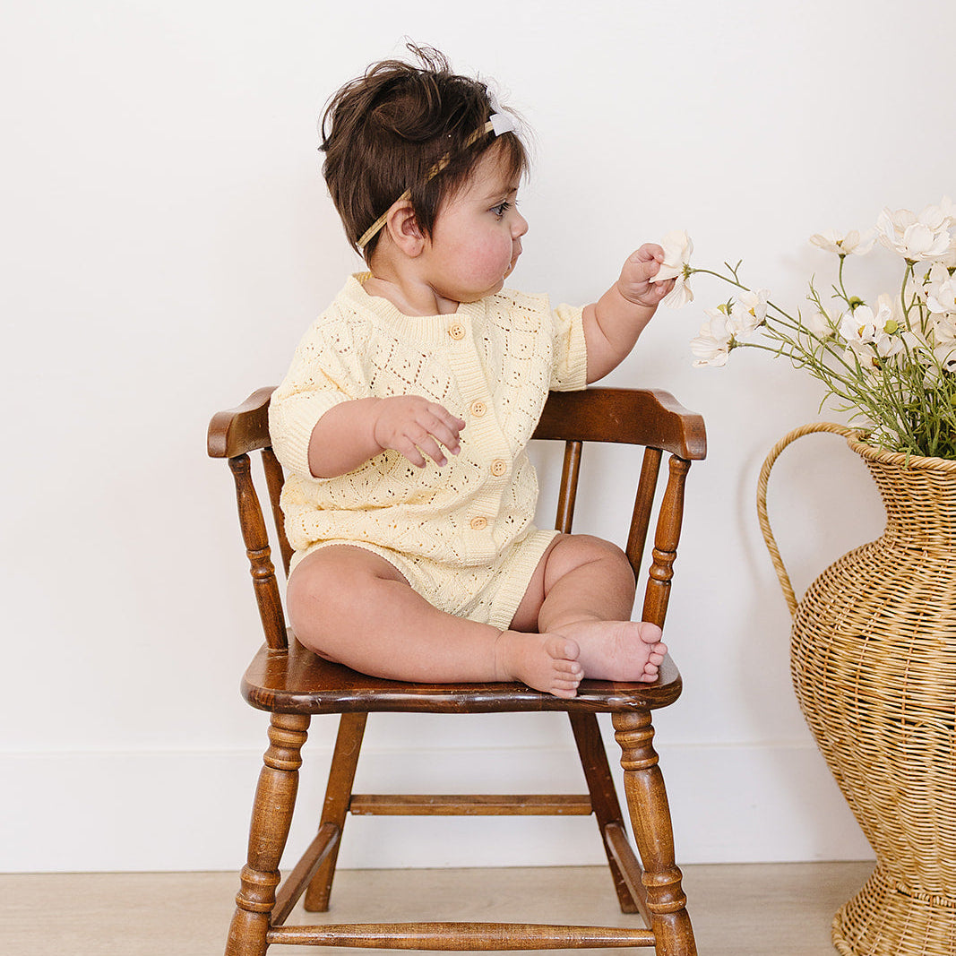 Yellow Cardigan Bloomer Set
